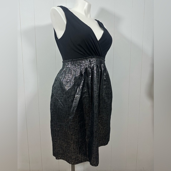 Max and Cleo black Silver Sleeveless V Neck Party Dress Sz 14 Cocktail - Picture 4 of 12